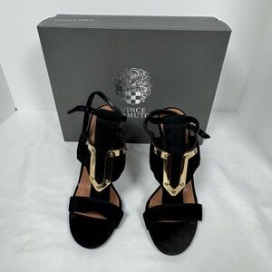 Vince Camuto Black and Gold Women's Sandals 9M